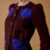 Tops Thierry Colson | Arabella Jacket - Embroidered Corduroy Chocolate / Cobalt & Purple