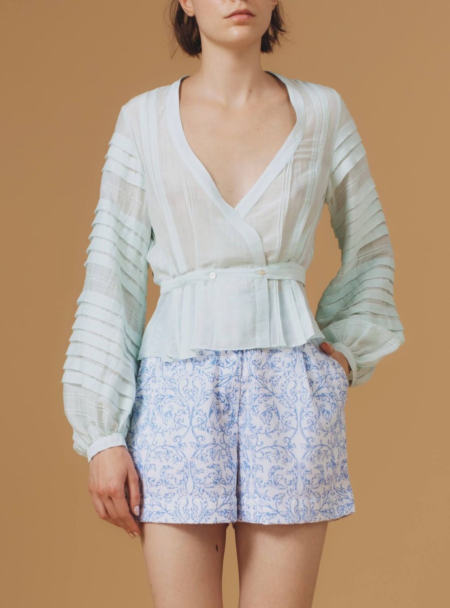 Tops Thierry Colson | Zoran Blouse - Optical Pleats - Mint