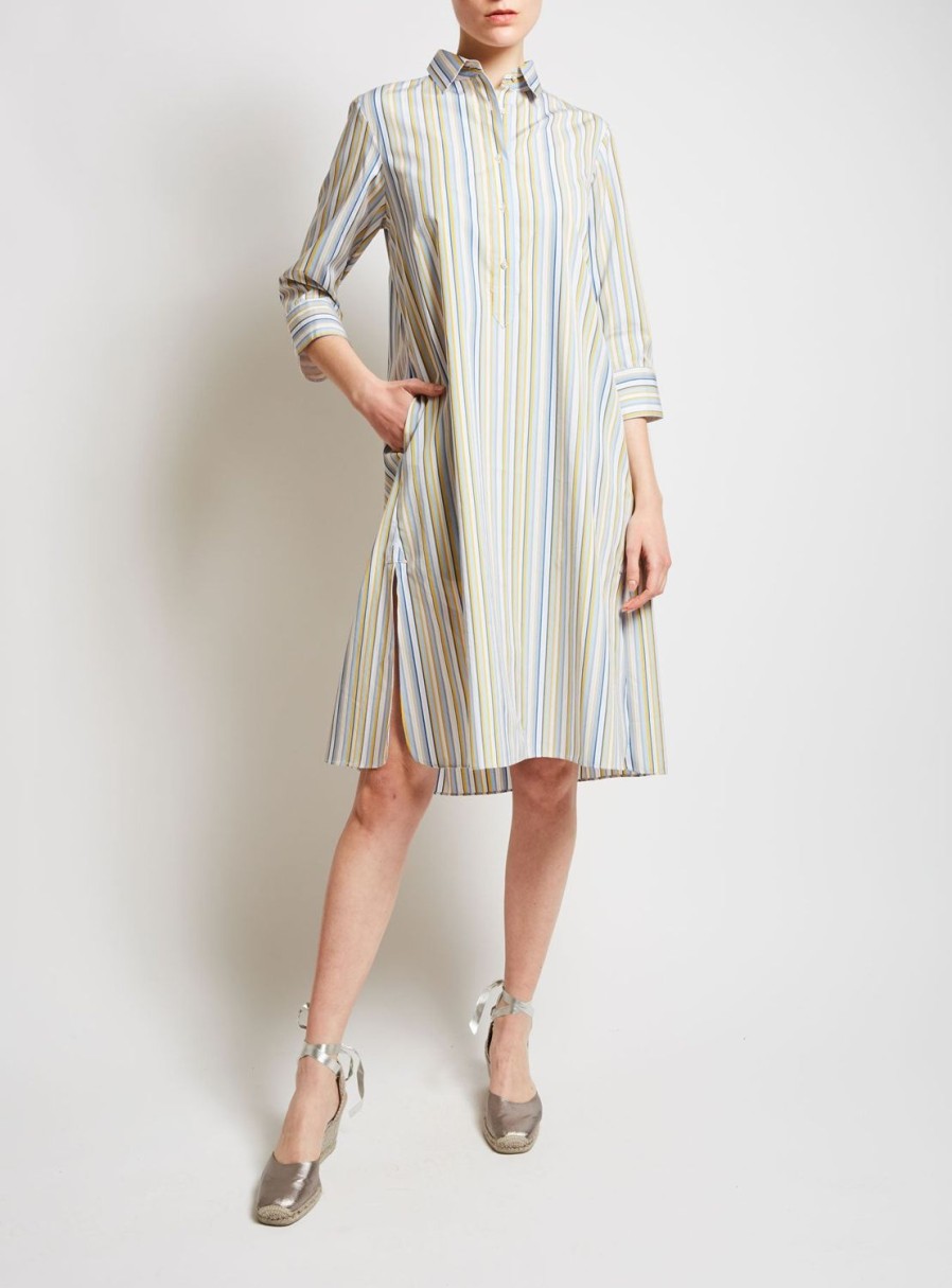 Dresses Thierry Colson | Angelica Striped Dress Yellow & Blue