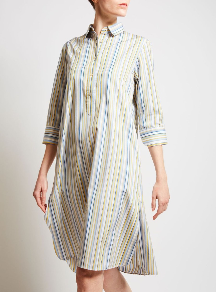 Dresses Thierry Colson | Angelica Striped Dress Yellow & Blue