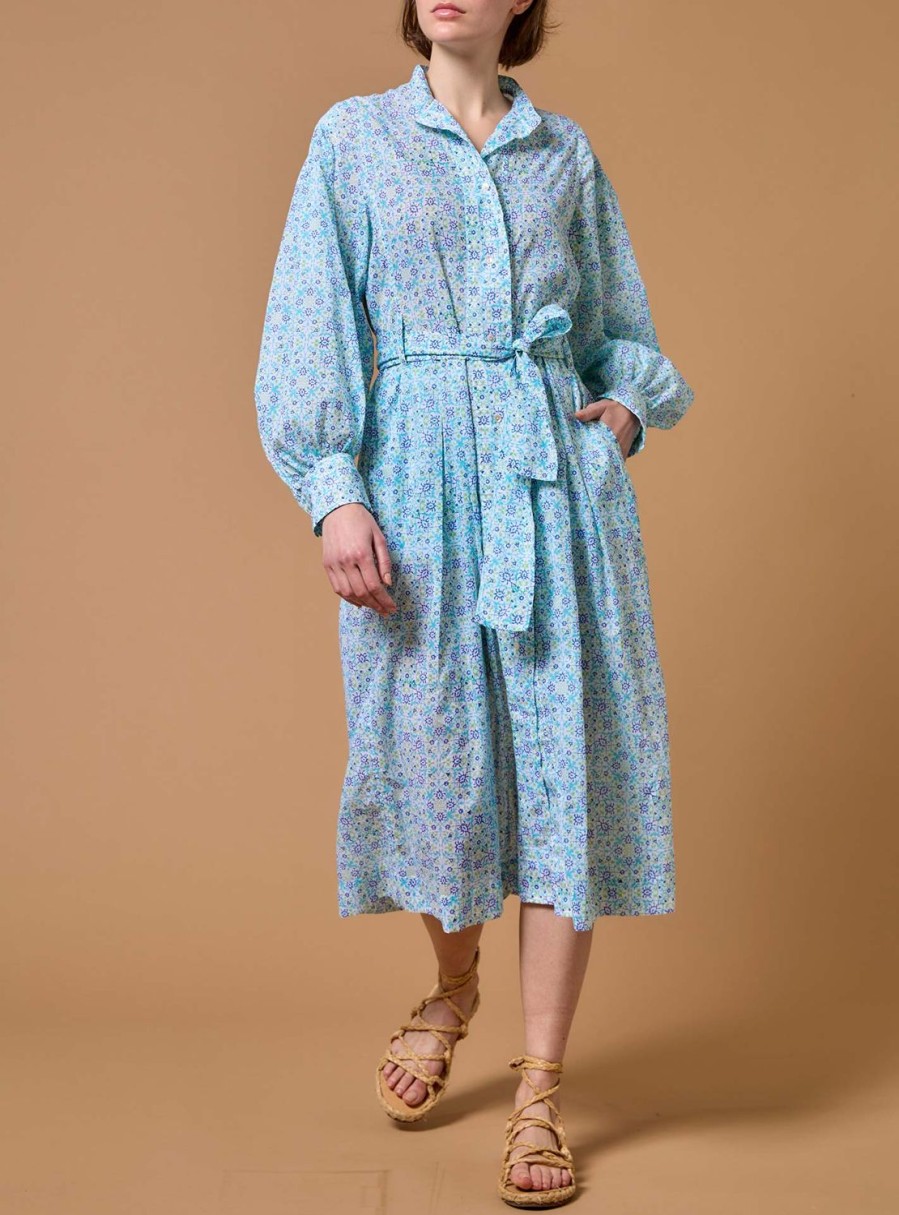 Dresses Thierry Colson | Yvonne Knee Dress - Mughal Blockprint Multico Blue