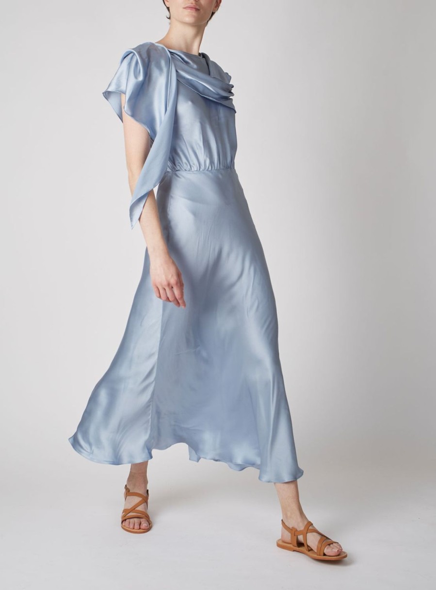 Dresses Thierry Colson | Whitney Dress - Silk Silver Blue