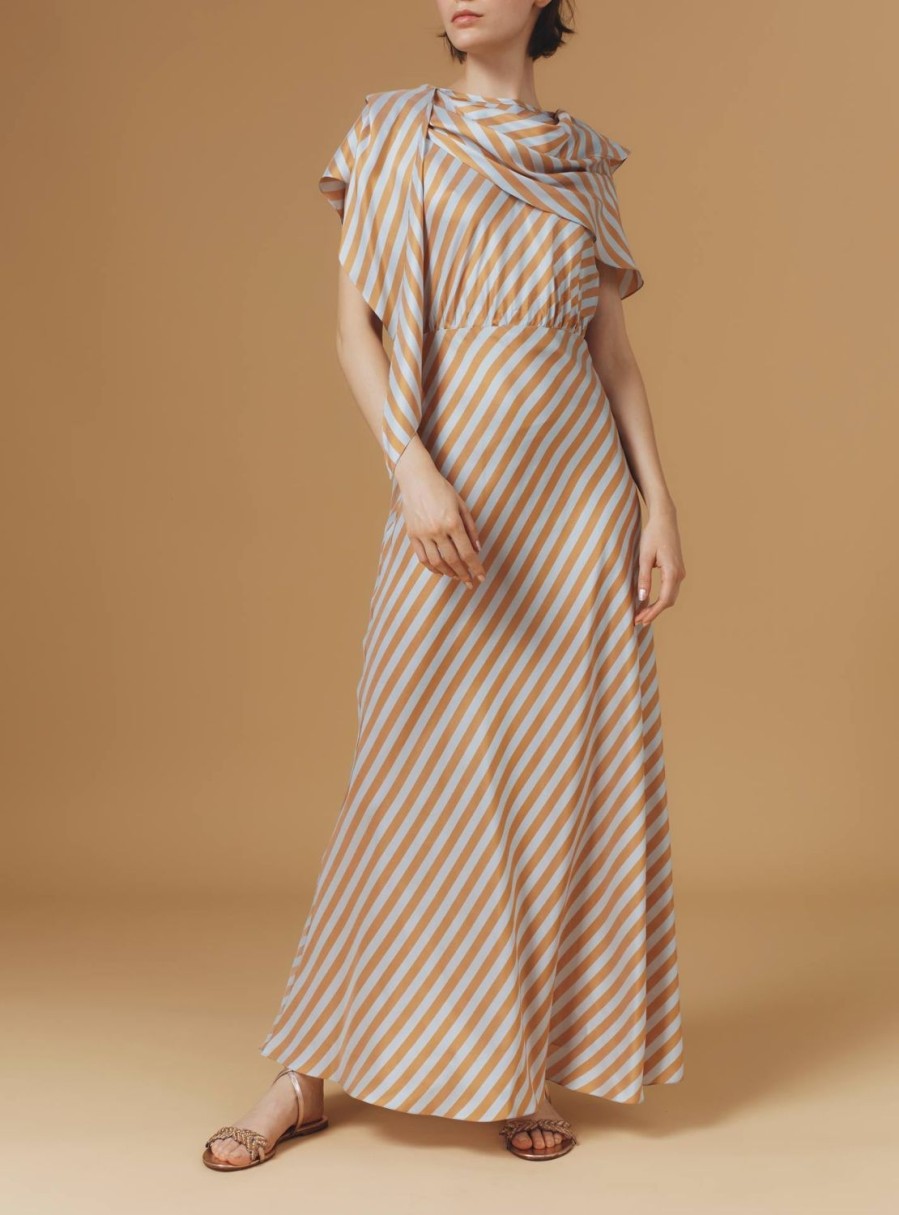 Dresses Thierry Colson | Whitney Long Dress - Bouboulina Stripes Brandy