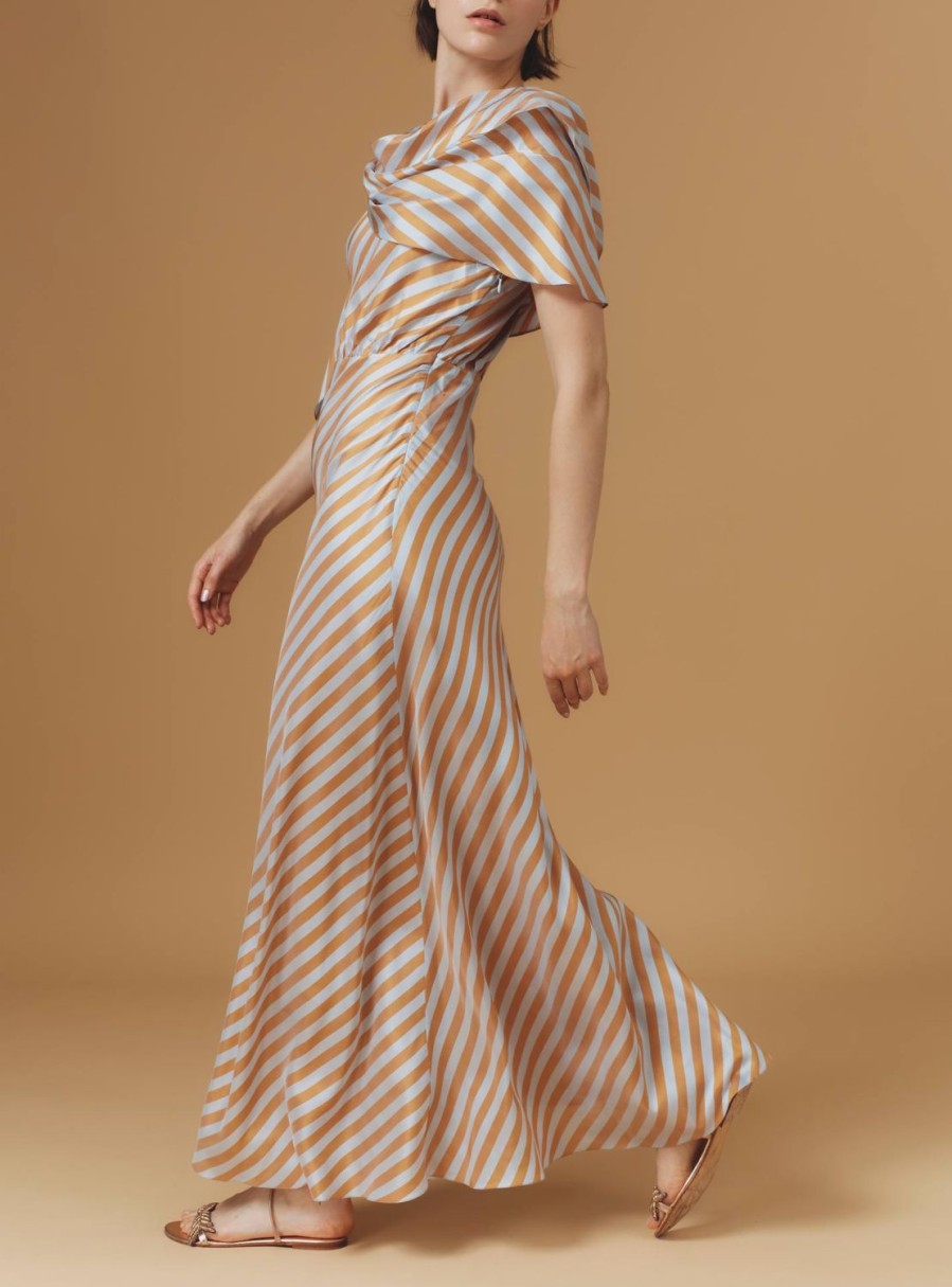 Dresses Thierry Colson | Whitney Long Dress - Bouboulina Stripes Brandy