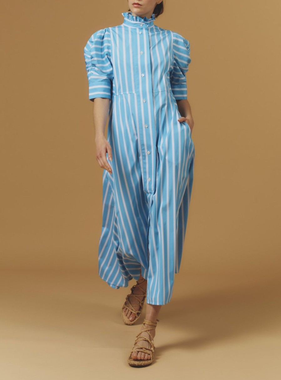 Dresses Thierry Colson | Venetia Dress - Downing Poplin Azur