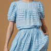 Tops Thierry Colson | Olympia Top - Optical Pleats Heaven Blue