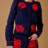 Tops Thierry Colson | Arabella Jacket - Embroidered Corduroy Navy / Red