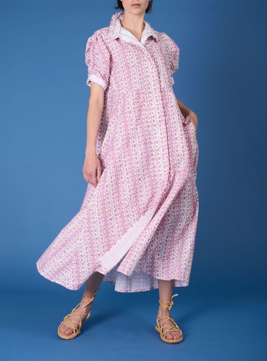 Dresses Thierry Colson | Venetia Dress - Liselund Print Cyclamen / Mustard