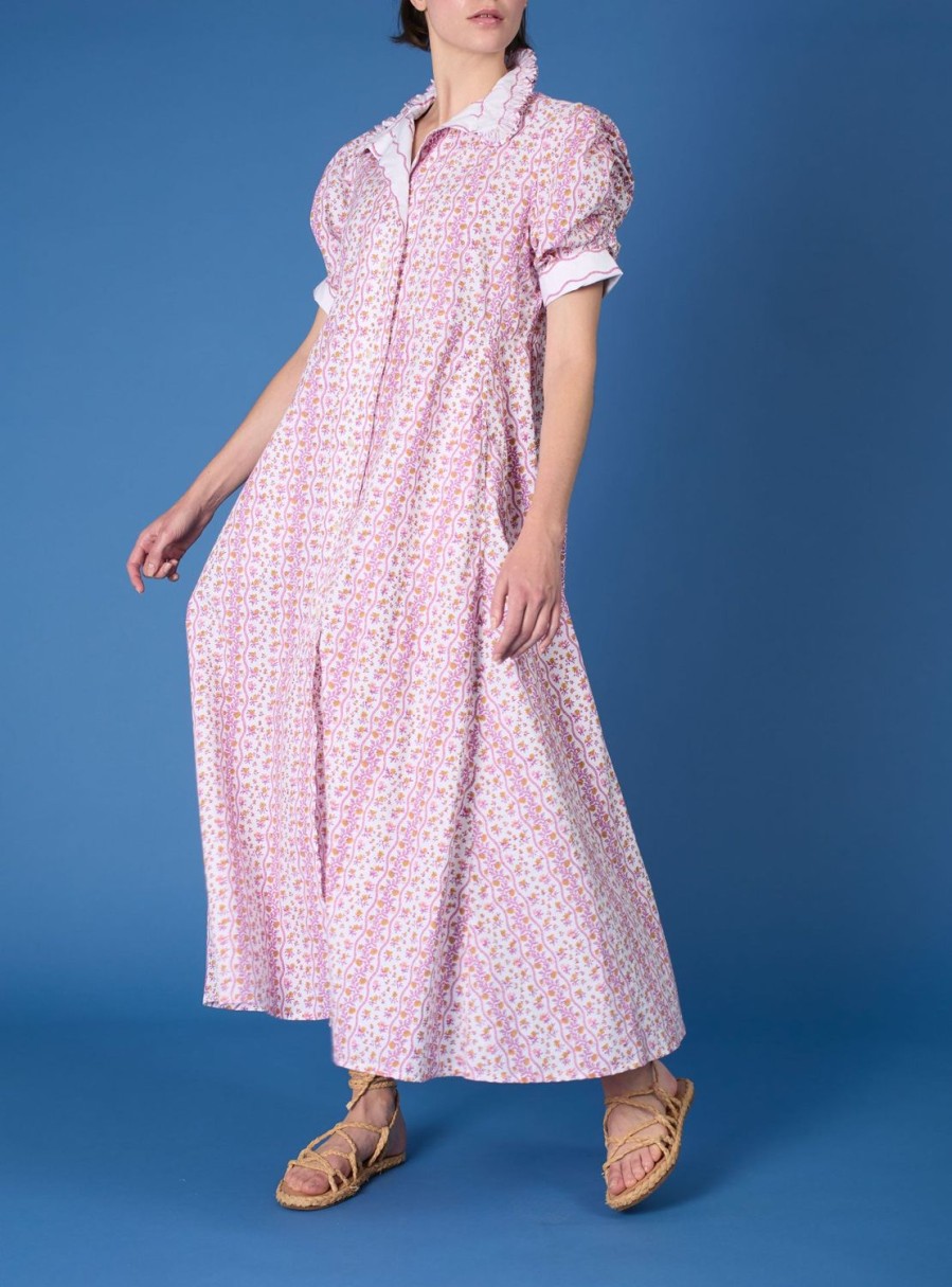 Dresses Thierry Colson | Venetia Dress - Liselund Print Cyclamen / Mustard