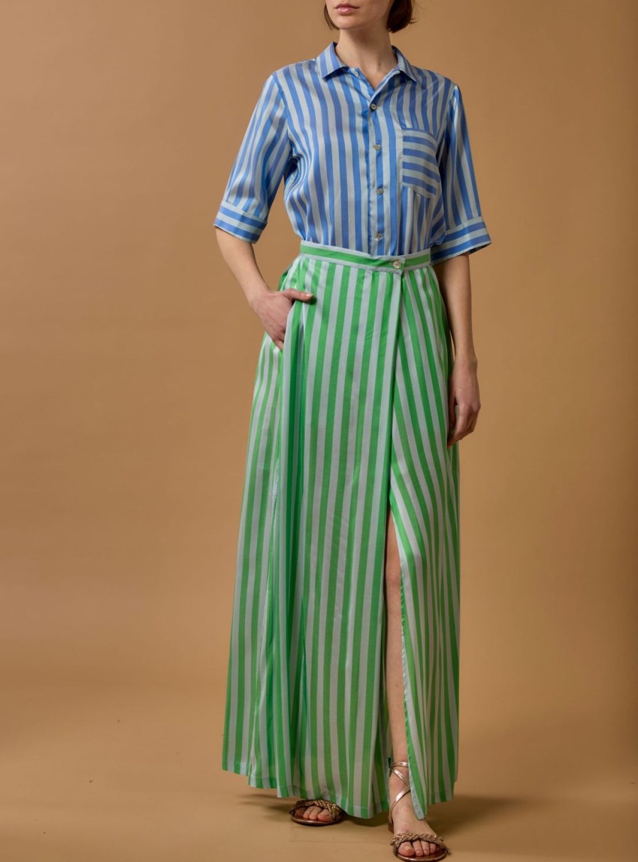 Skirts Thierry Colson | Silvana Skirt - Bouboulina Stripes - Emerald