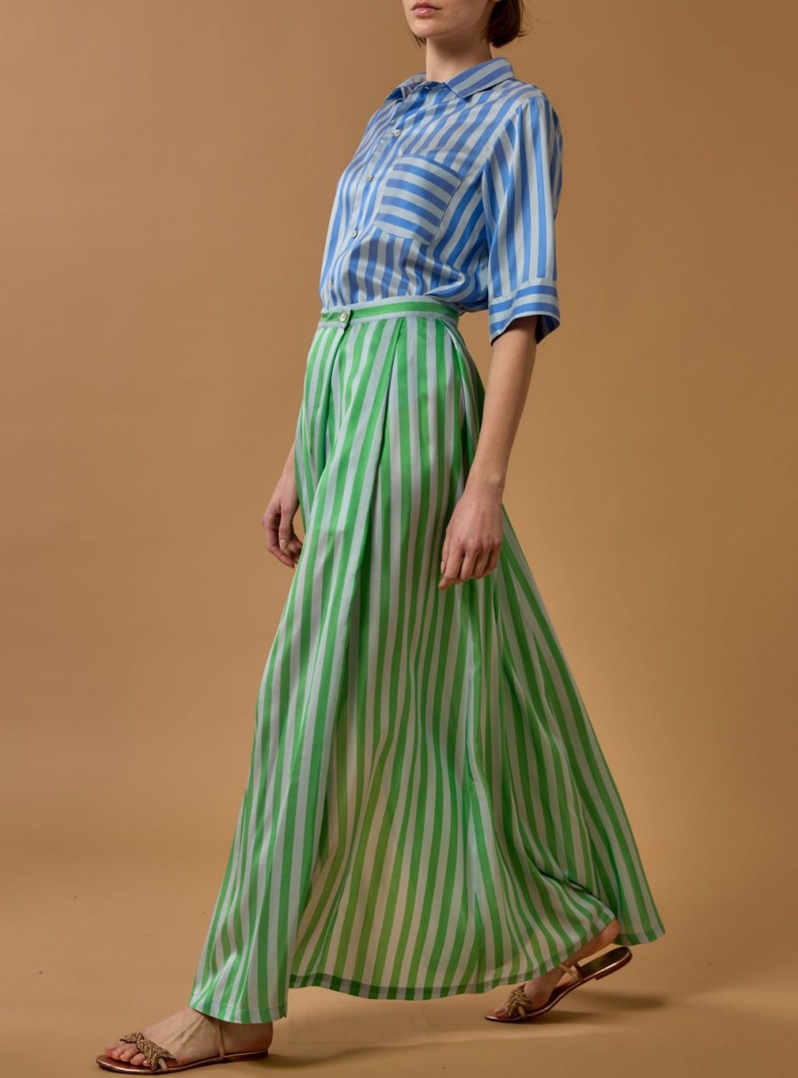 Skirts Thierry Colson | Silvana Skirt - Bouboulina Stripes - Emerald