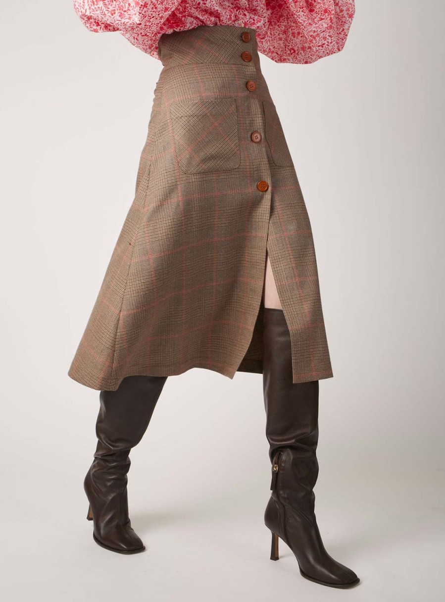 Skirts Thierry Colson | Yardley Prince Of Wales Skirt - Brown Multico