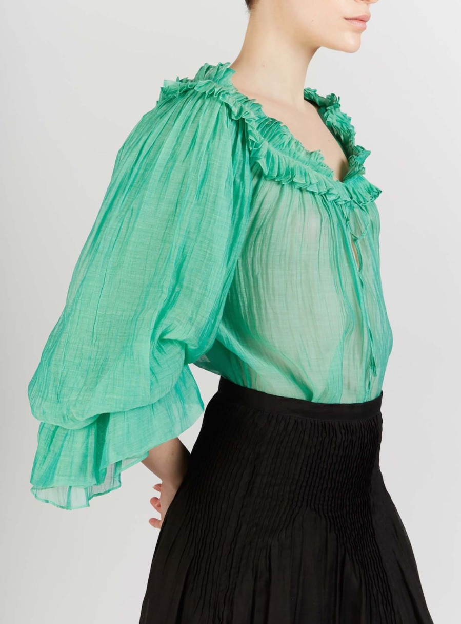 Tops Thierry Colson | Roussia Blouse Veridian Green