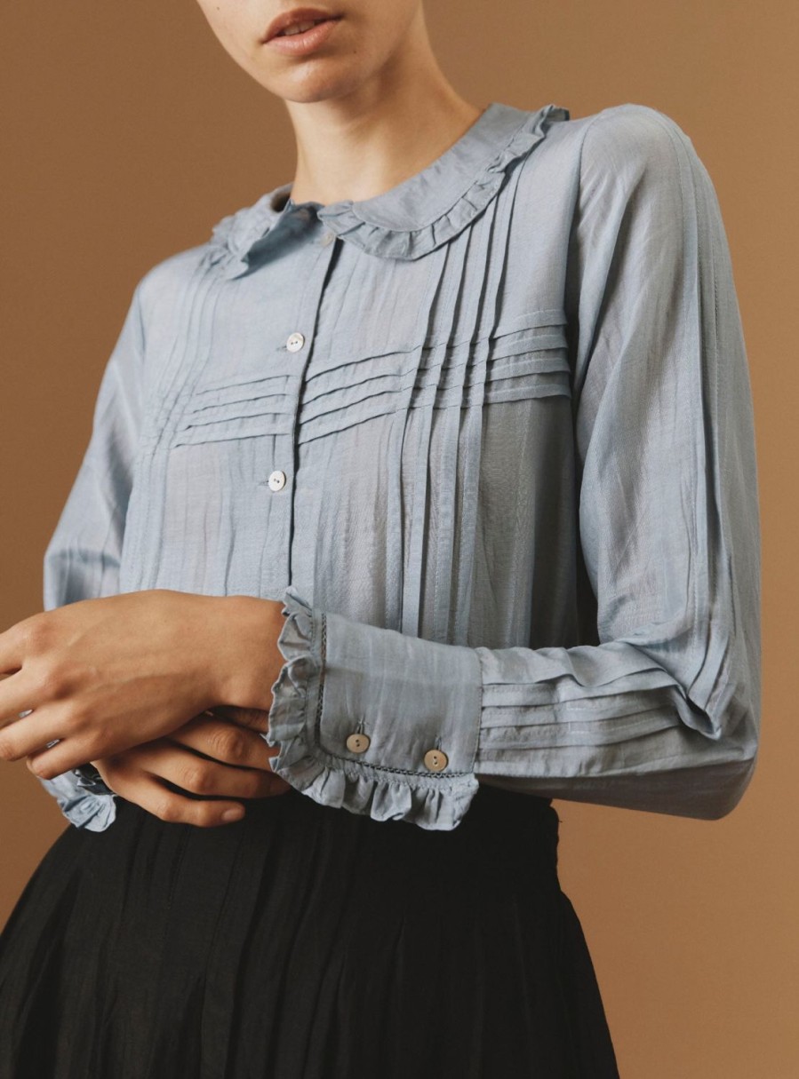 Tops Thierry Colson | Zulaika Blouse - Boutis Blue / Grey