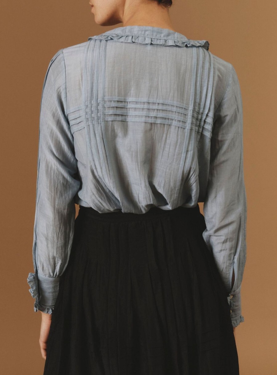 Tops Thierry Colson | Zulaika Blouse - Boutis Blue / Grey