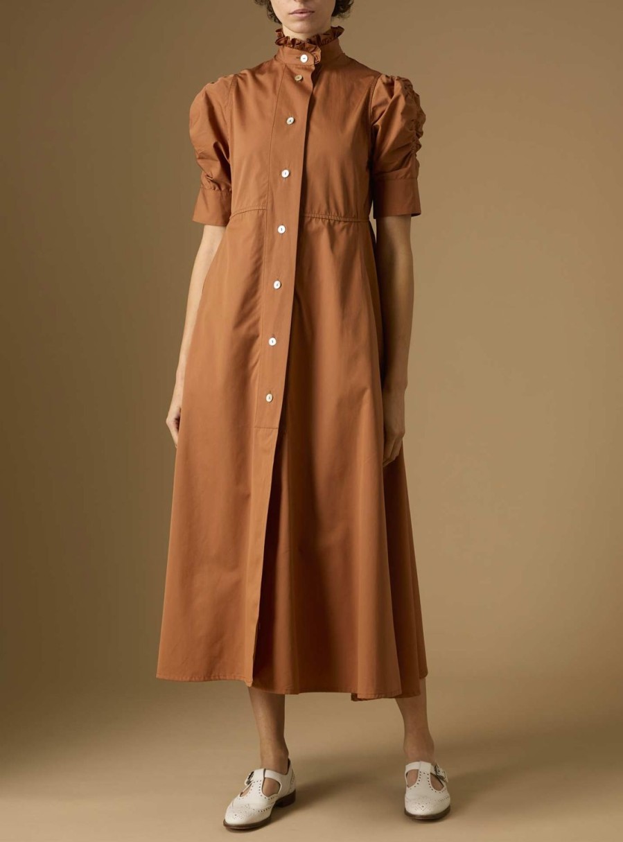 Dresses Thierry Colson | Venetia Dress - Plain Poplin Hazelnut