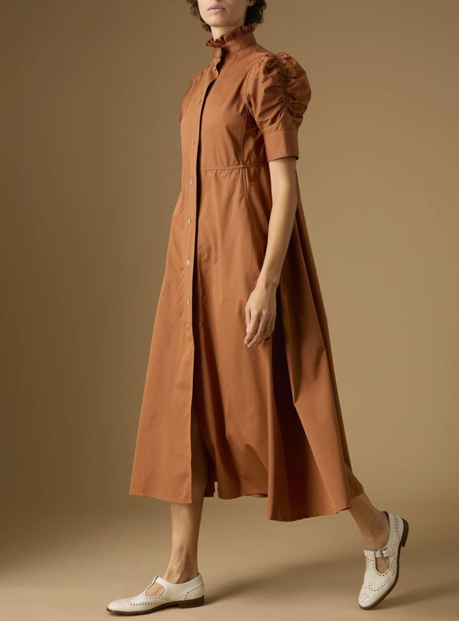 Dresses Thierry Colson | Venetia Dress - Plain Poplin Hazelnut