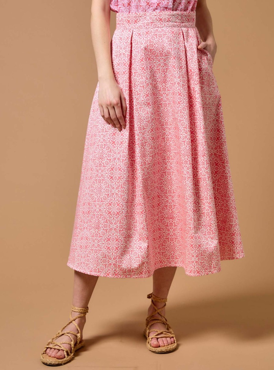 Skirts Thierry Colson | Wynona Skirt - Mughal Blockprint Candy Pink