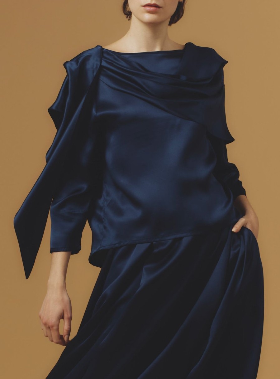 Tops Thierry Colson | Whitney Top - Silk - Night Blue