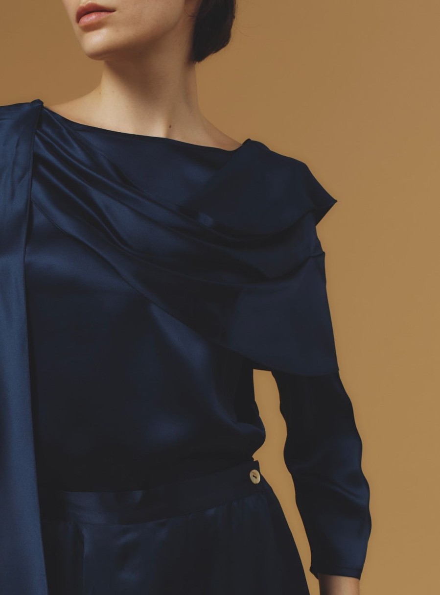 Tops Thierry Colson | Whitney Top - Silk - Night Blue