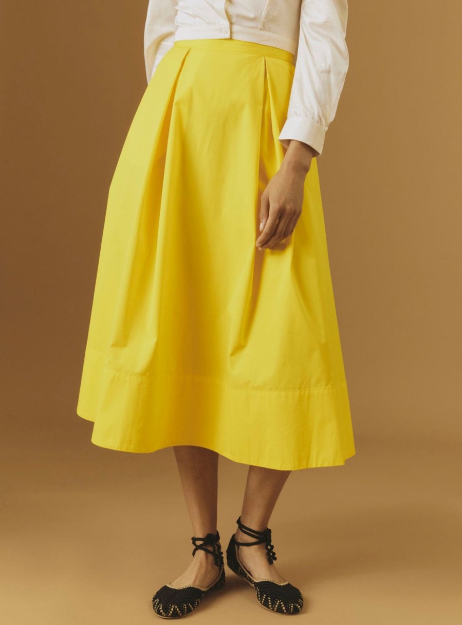 Skirts Thierry Colson | Wynona Skirt - Plain Poplin Yellow