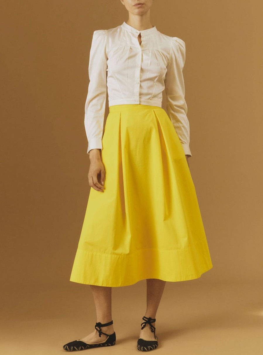 Skirts Thierry Colson | Wynona Skirt - Plain Poplin Yellow