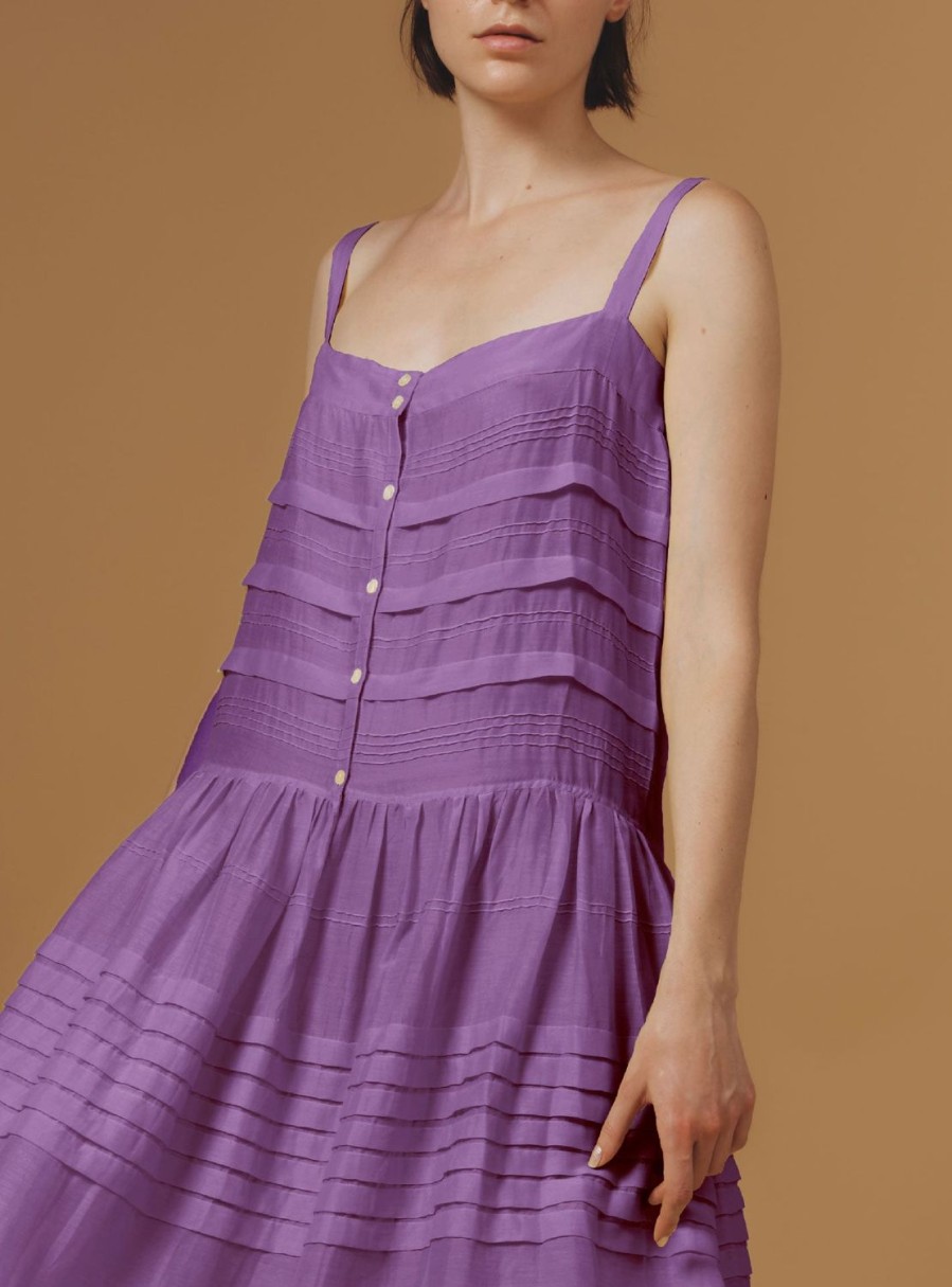 Dresses Thierry Colson | Zafiria Dress - Optical Pleats Wisteria