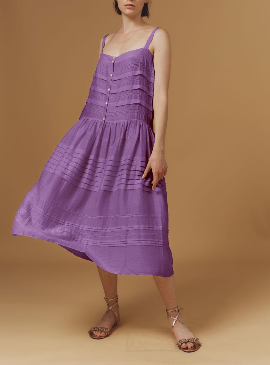 Dresses Thierry Colson | Zafiria Dress - Optical Pleats Wisteria