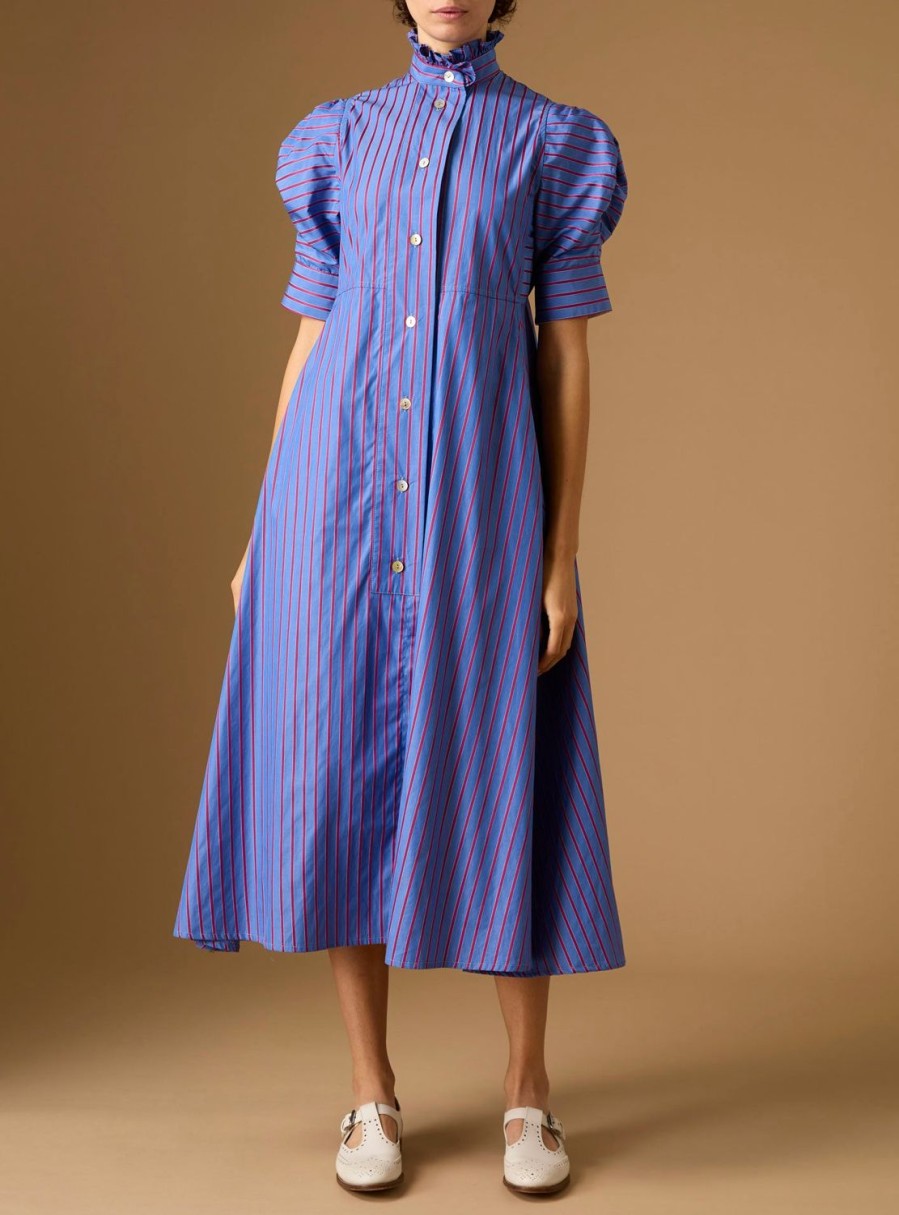 Dresses Thierry Colson | Venetia Dress - County - Bluet / Cherry Stripes Bluet Cherry Stripes