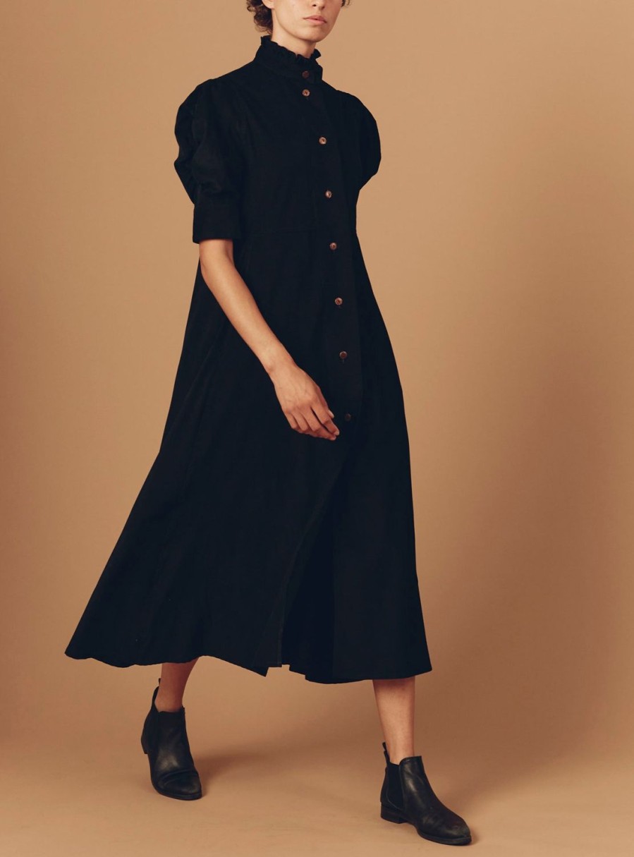 Dresses Thierry Colson | Venetia Dress - Plain Corduroy Black