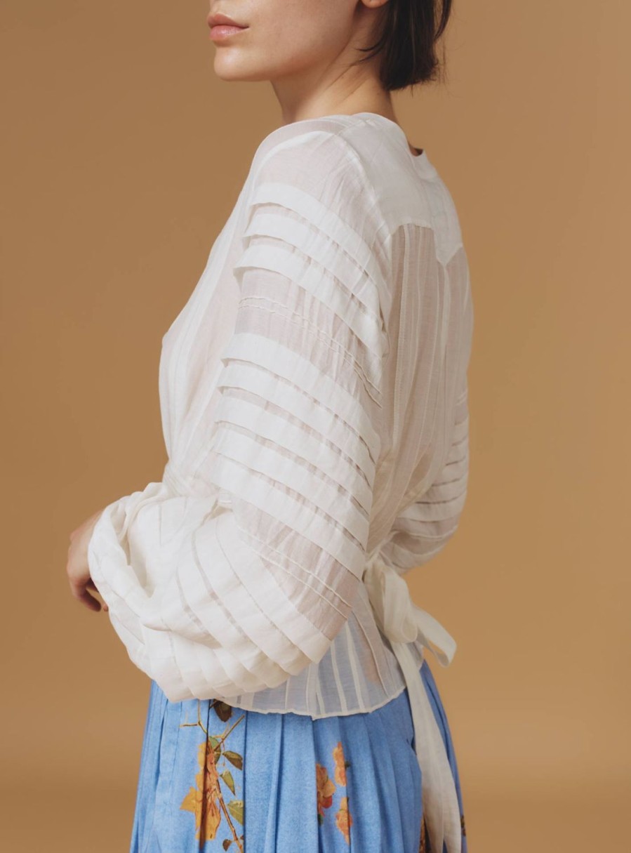 Tops Thierry Colson | Zoran Blouse - Optical Pleats - Off White