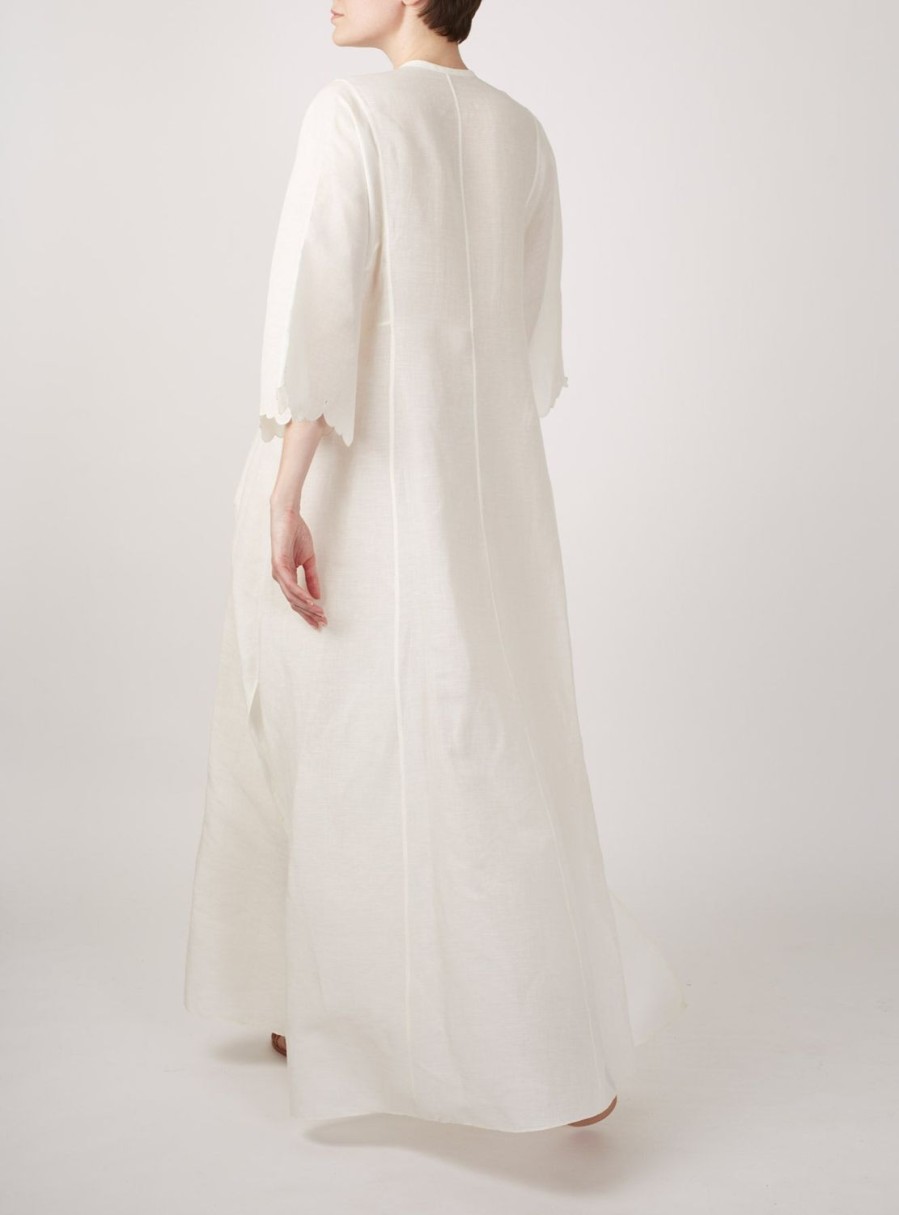 Dresses Thierry Colson | Rachel Long Kaftan - Barocco Scallops Off White