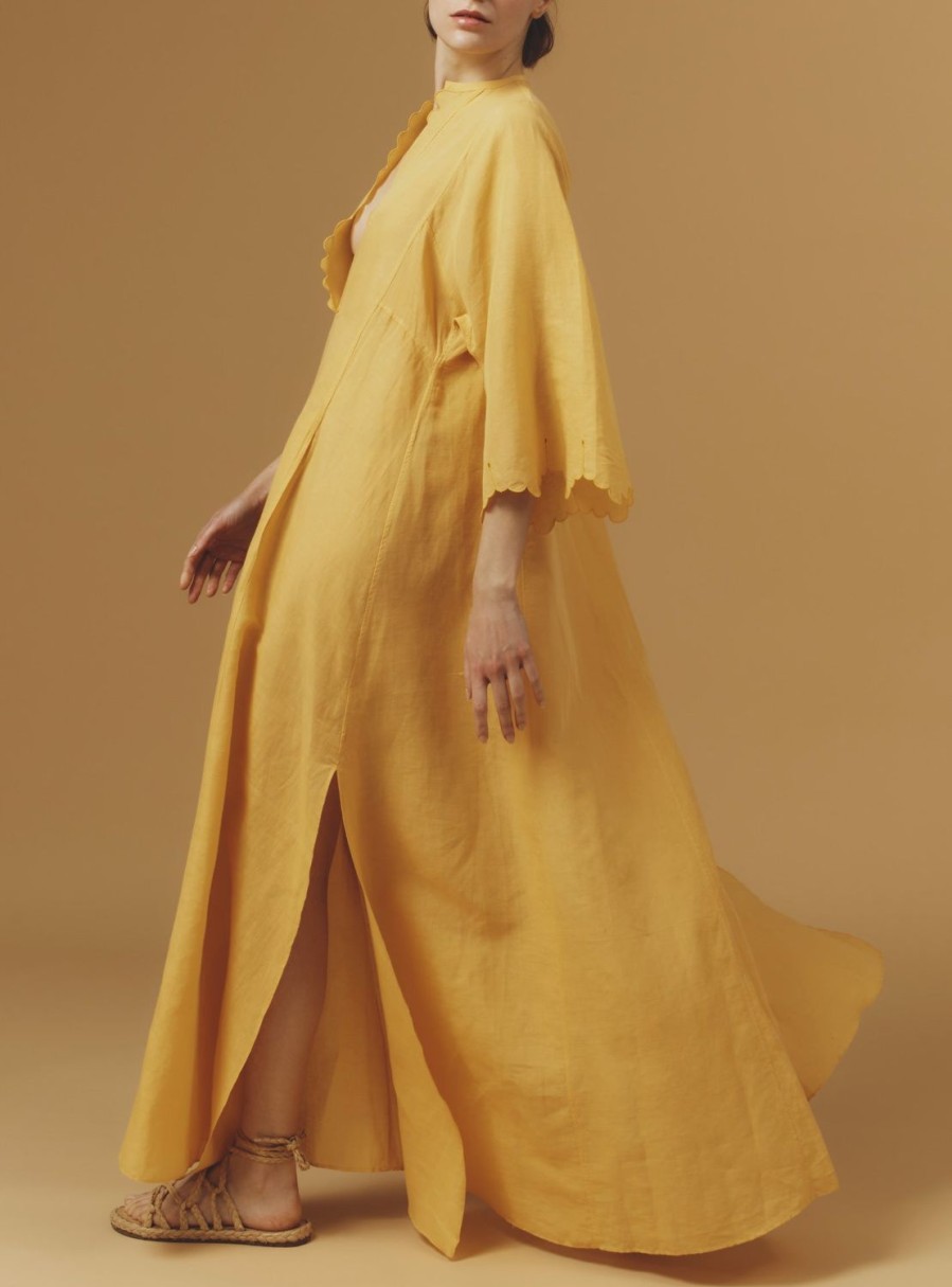 Dresses Thierry Colson | Rachel Kaftan Long - Barocco Scallops Sunflower