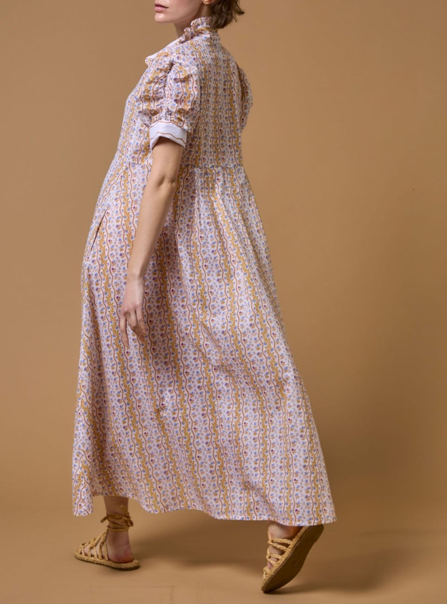 Dresses Thierry Colson | Venetia Dress - Liselund Print Mustard / Bluebell