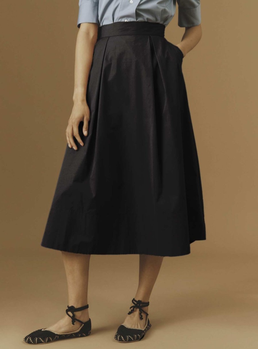 Skirts Thierry Colson | Wynona Skirt - Plain Poplin Black