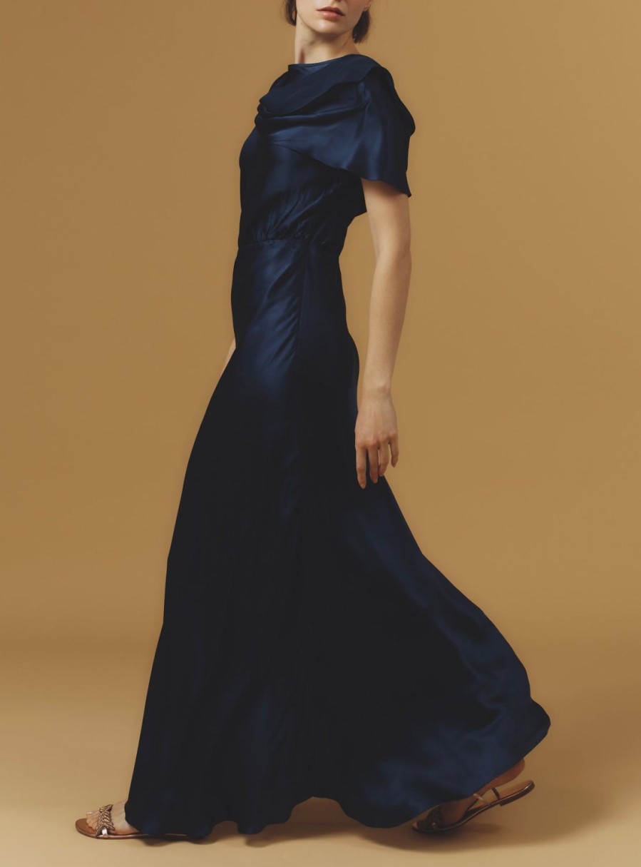 Dresses Thierry Colson | Whitney Dress Long - Silk Night Blue