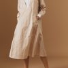 Dresses Thierry Colson | Victoria Midi Crinkle Satin Kaftan - Cappuccino