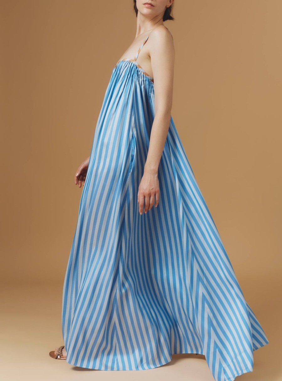 Dresses Thierry Colson | Zenobia Long Dress - Bouboulina Stripes Sapphire / Brandy