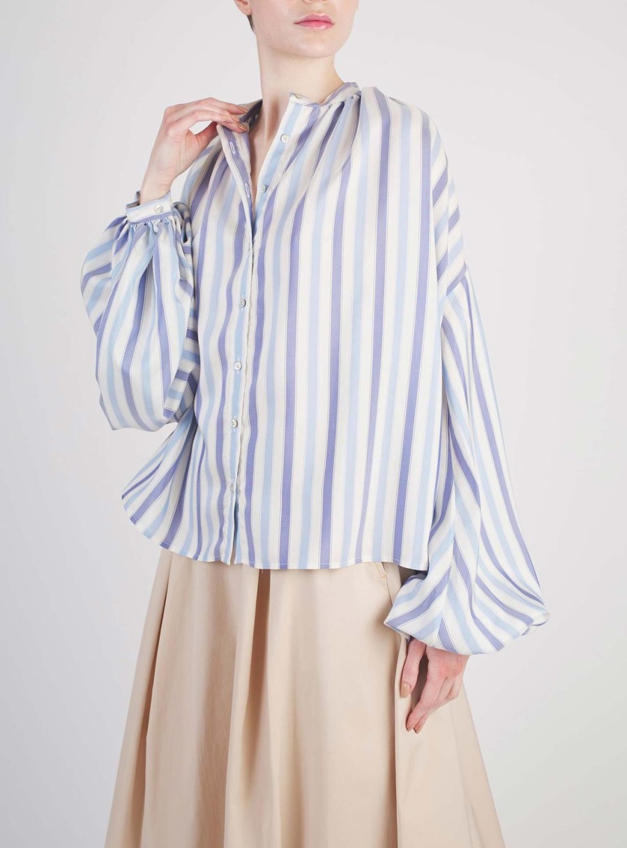 Tops Thierry Colson | Slava Blouse - Stripes Ottoman Blue Sky & Navy