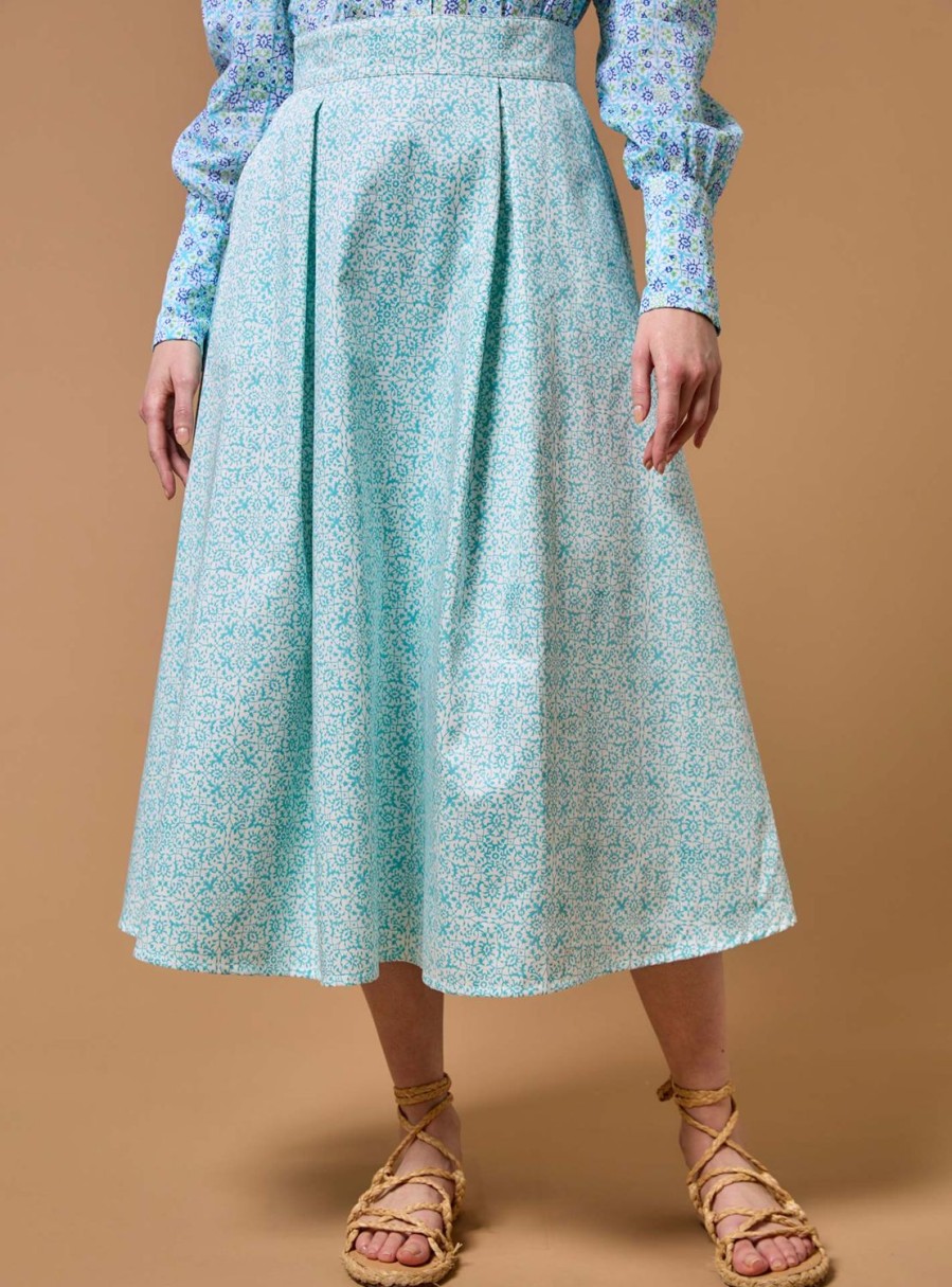 Skirts Thierry Colson | Wynona Skirt - Mughal Blockprint Turquoise