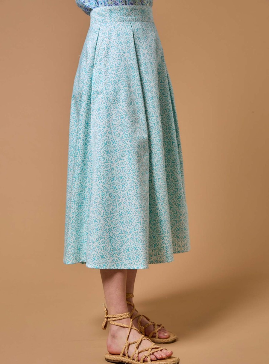 Skirts Thierry Colson | Wynona Skirt - Mughal Blockprint Turquoise