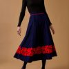 Skirts Thierry Colson | Wynona Skirt - Embroidered Corduroy Navy / Red