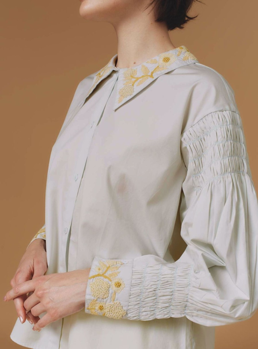 Tops Thierry Colson | Zlata Blouse - Balkan Embroideries - Cabbage White