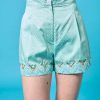 Trousers & Shorts Thierry Colson | Walt Shorts - Glitter Zig Zag Embroidery - Mint