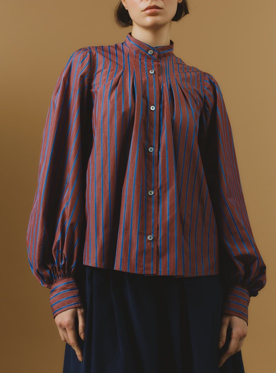 Tops Thierry Colson | Yana Blouse - County Brown Blue Stripes