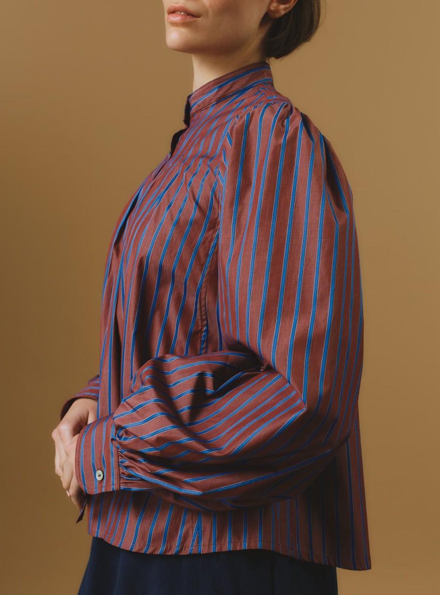 Tops Thierry Colson | Yana Blouse - County Brown Blue Stripes