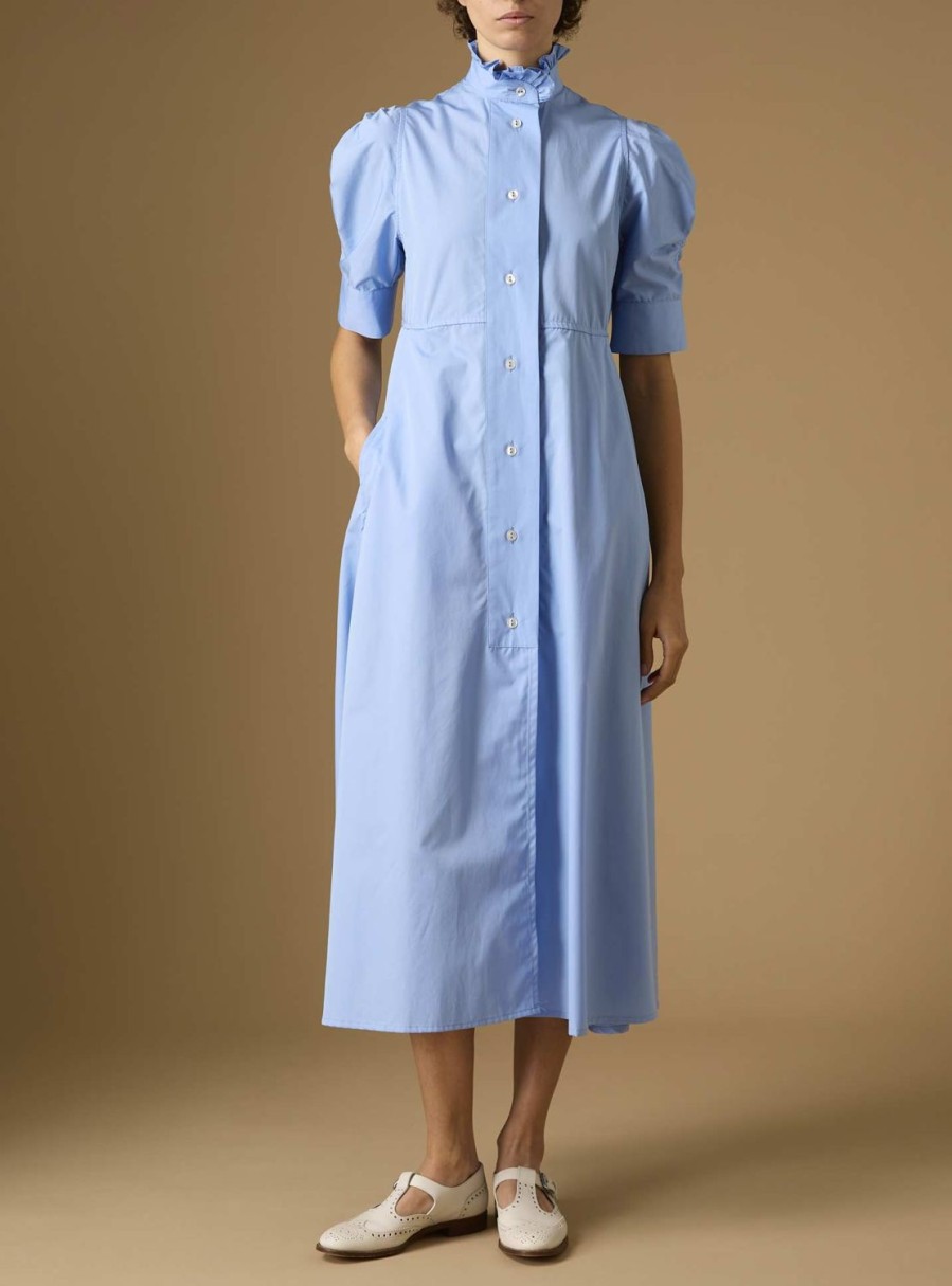 Dresses Thierry Colson | Venetia Dress - Plain Poplin Blue