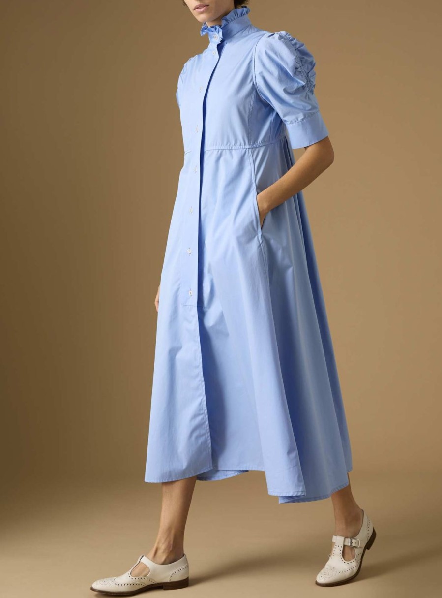 Dresses Thierry Colson | Venetia Dress - Plain Poplin Blue