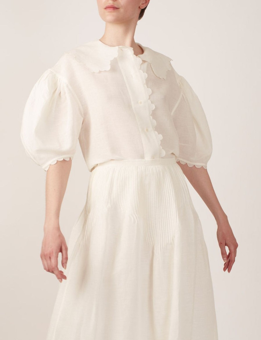 Tops Thierry Colson | Vanina Blouse - Barocco Scallops Off White