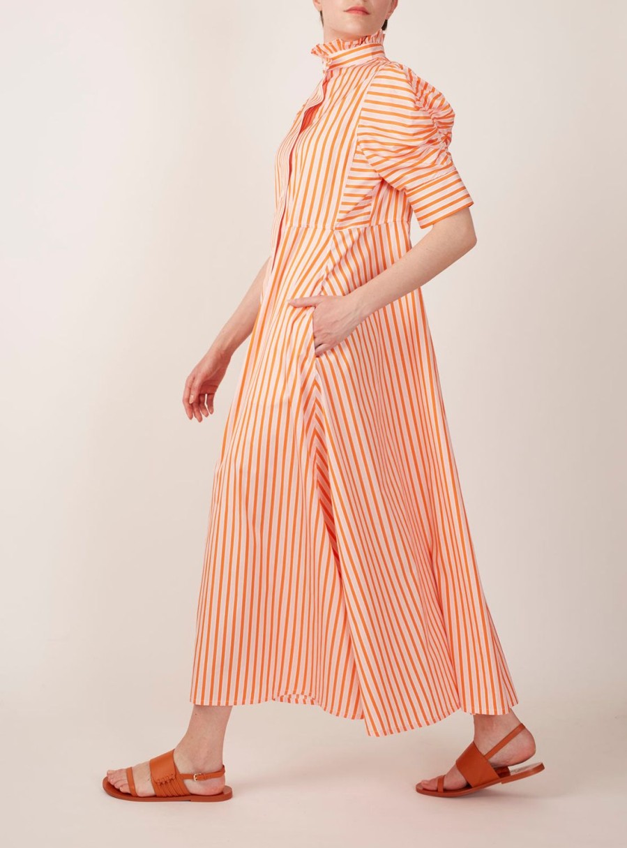 Dresses Thierry Colson | Venetia Dress - Mayfair Orange / Salmon & White